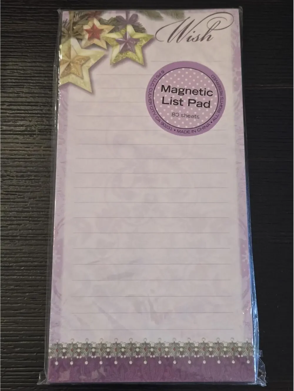 Pooch & Sweetheart Wish Stars Purple Floral Magnetic List Pad 80 Sheets Sealed